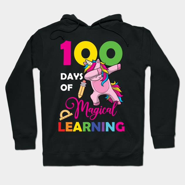 100 Days Of Magical Learning 100th Day of School Unicorn Hoodie by Happy Shirt